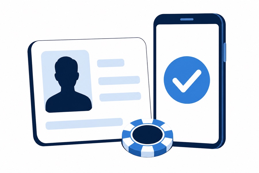 Ilustración de un documento de identidad y un teléfono con una marca de verificación
